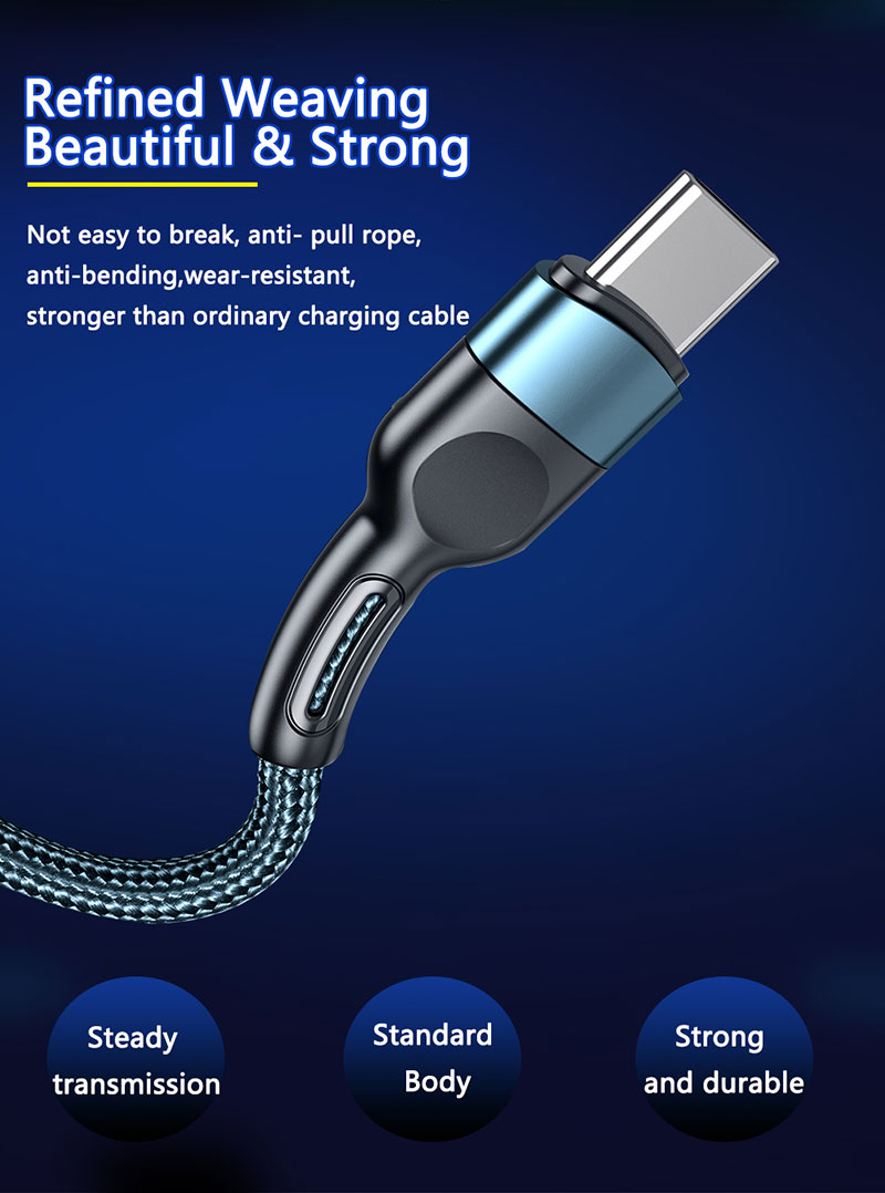 USB C to USB Type-C Cable Mobile Phone 3A Fast Charging For Samsung Huawei Super Fast Charge Braided Charger Data Wire Cord
