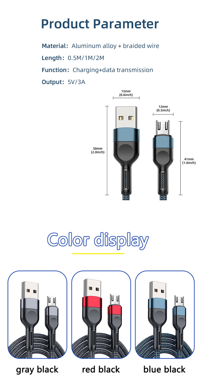 USB C to USB Type-C Cable Mobile Phone 3A Fast Charging For Samsung Huawei Super Fast Charge Braided Charger Data Wire Cord