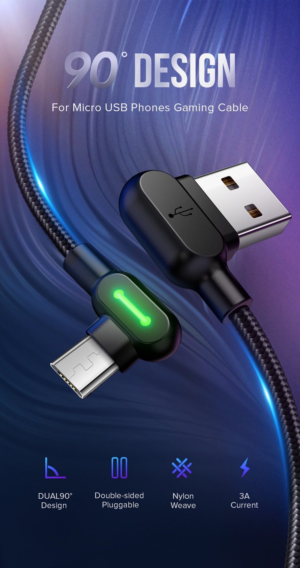 MCDODO 3A Micro USB Type C Cable Fast Charging Microusb Mobile Phone Charger Data Cord Charge For Huawei Samsung Xiaomi Redmi LG