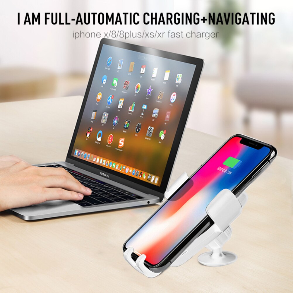 360 Degree Rotatable Mobile Phone Chargers For iPhone Samsung Car Air Outlet Holder USB Real Fast Qi Wireless Charger