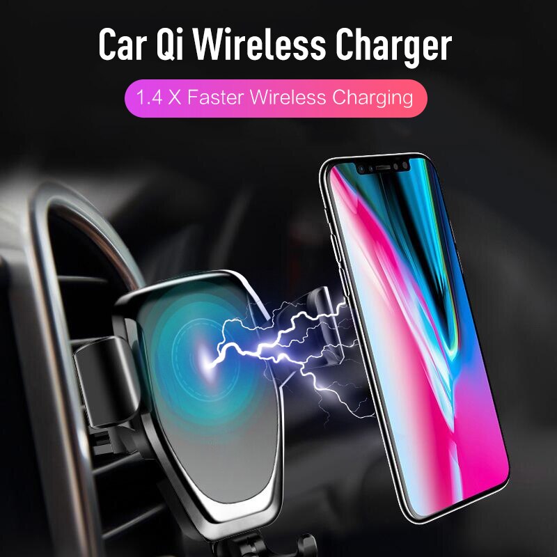 360 Degree Rotatable Mobile Phone Chargers For iPhone Samsung Car Air Outlet Holder USB Real Fast Qi Wireless Charger