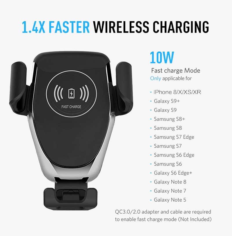360 Degree Rotatable Mobile Phone Chargers For iPhone Samsung Car Air Outlet Holder USB Real Fast Qi Wireless Charger