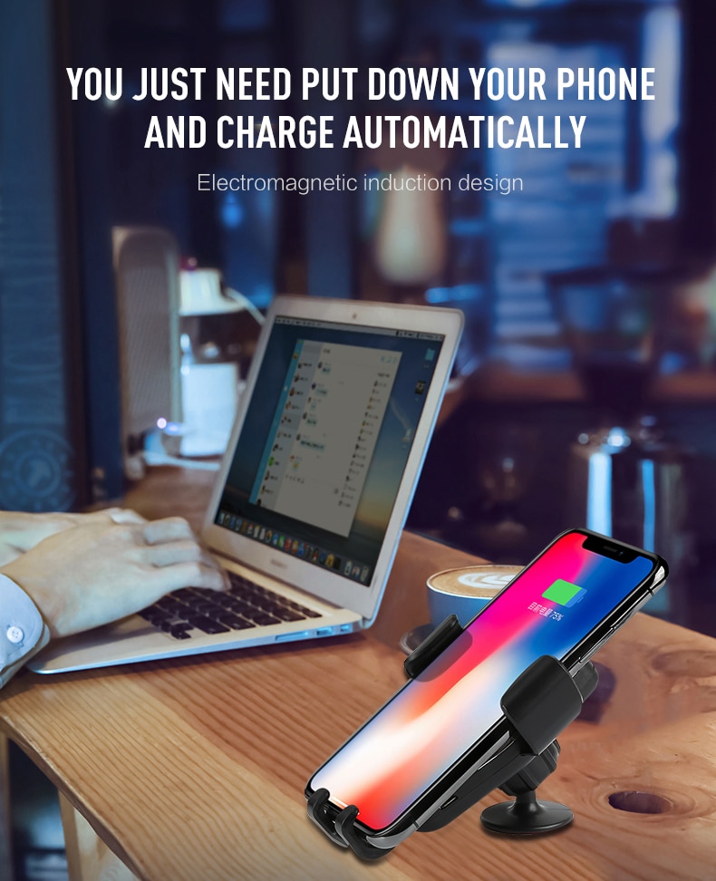 360 Degree Rotatable Mobile Phone Chargers For iPhone Samsung Car Air Outlet Holder USB Real Fast Qi Wireless Charger