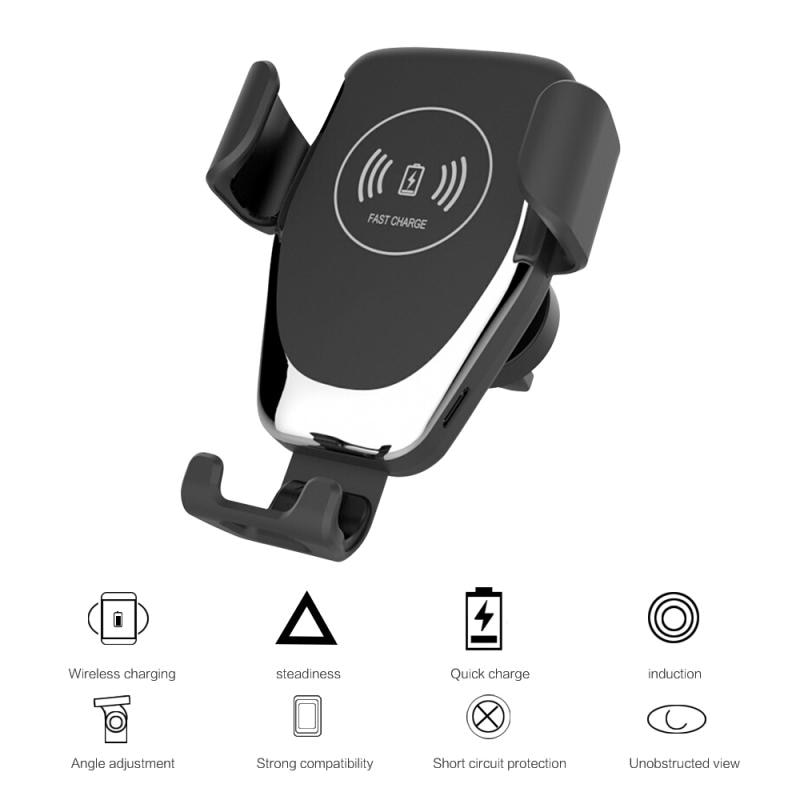 360 Degree Rotatable Mobile Phone Chargers For iPhone Samsung Car Air Outlet Holder USB Real Fast Qi Wireless Charger