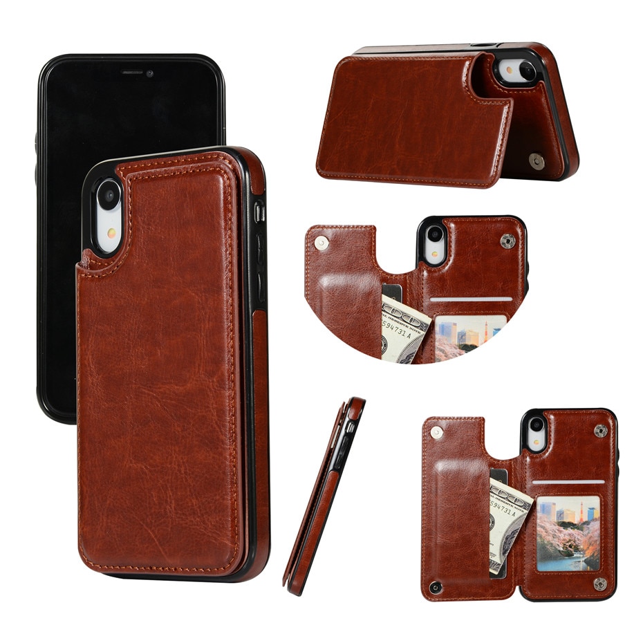 Business Wallet Cases For iPhone 13 Mini 11 12 Pro XS Max XR X Cover Retro Flip Leather Phone Case For iPhone 6S 6 7 8 Plus SE2